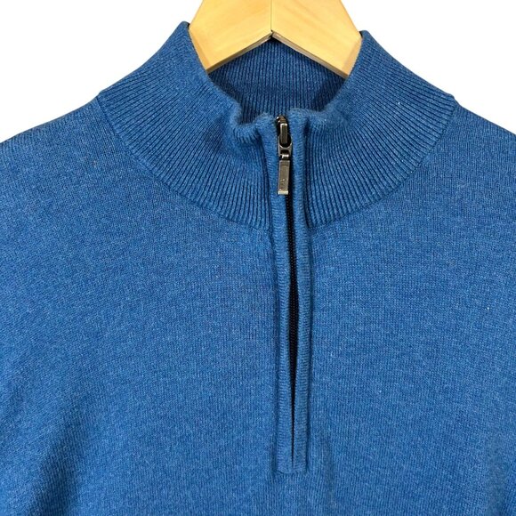 L.L. Bean 1/4 Zip Sweater Mock Neck Cashmere Cotton Blend Size M GUC - Picture 2 of 9